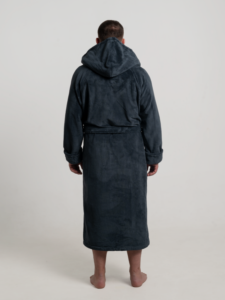 Мужской халат с капюшоном Maximus категории «Премиум Турция» с именной вышивкой (Антрацит)